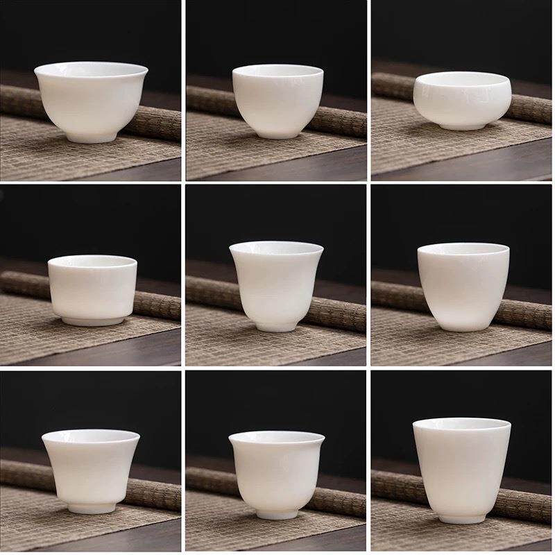 手工羊脂玉白瓷功夫茶杯陶瓷家用小号品茗杯功夫茶具杯子德化白瓷