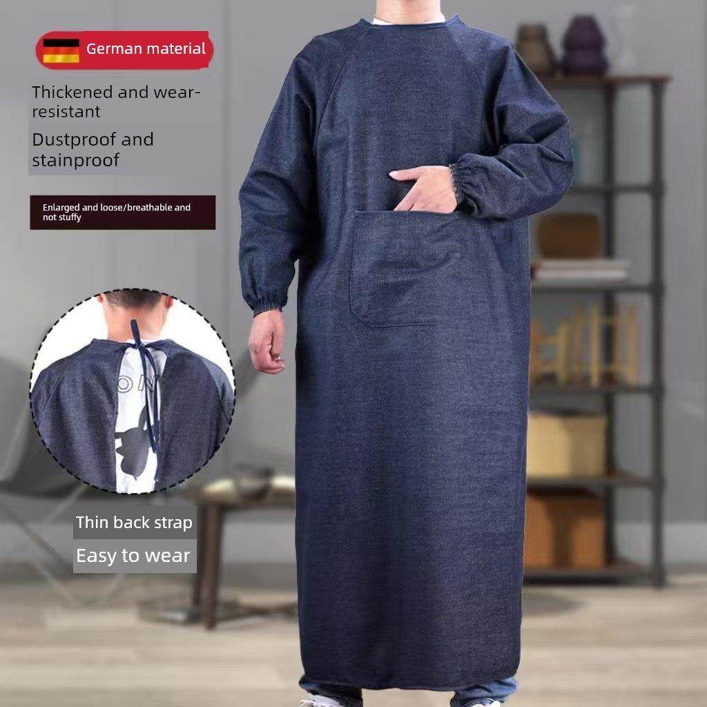 牛仔围裙加肥加大反穿衣带袖罩衣男女搬运布工作服防污大褂劳保服,家庭/个人清洁工具,围裙,淘宝优惠券,粉丝福利购,淘宝优惠卷