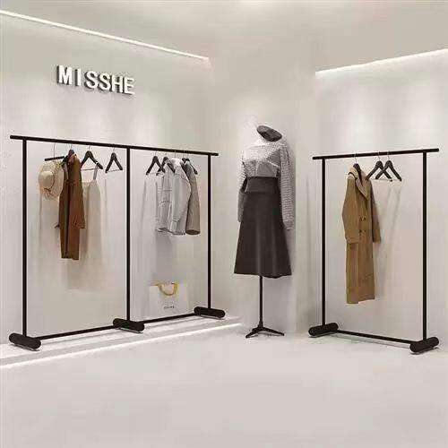 服装店展示架落地式网红专用简约铁艺黑色挂衣服陈列架组合女装店