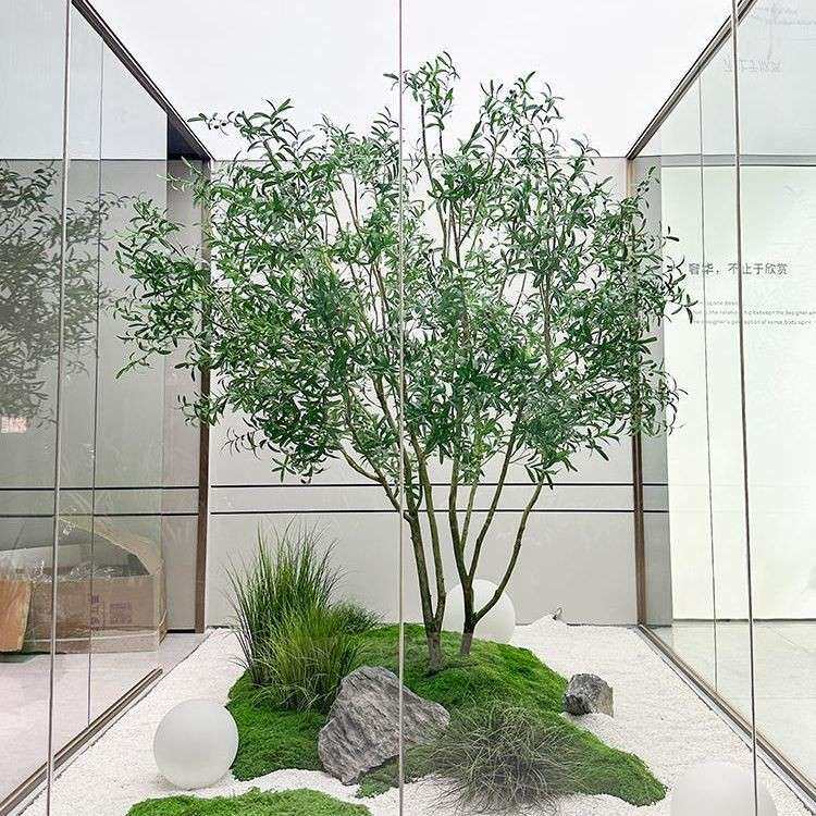 橄榄树大型落地仿生绿植室内外景观装饰橱窗造景植物假树北欧
