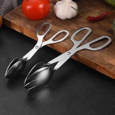 1Pc Stainless Steel Buffet Tongs Silver Salad Holder Food