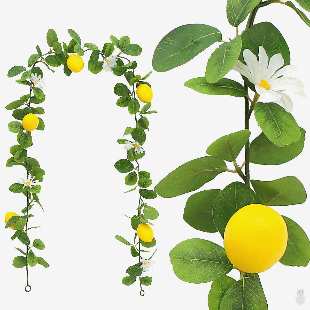 墙面挂饰彷真绿色植物人造柠檬藤条装饰家居餐桌气氛布置假花藤蔓