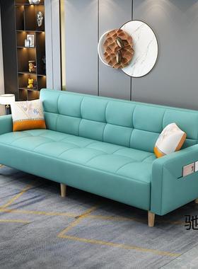 小户型床客厅新款沙发床猫爪皮棉麻布可折叠变艺用简约TIO乳胶两