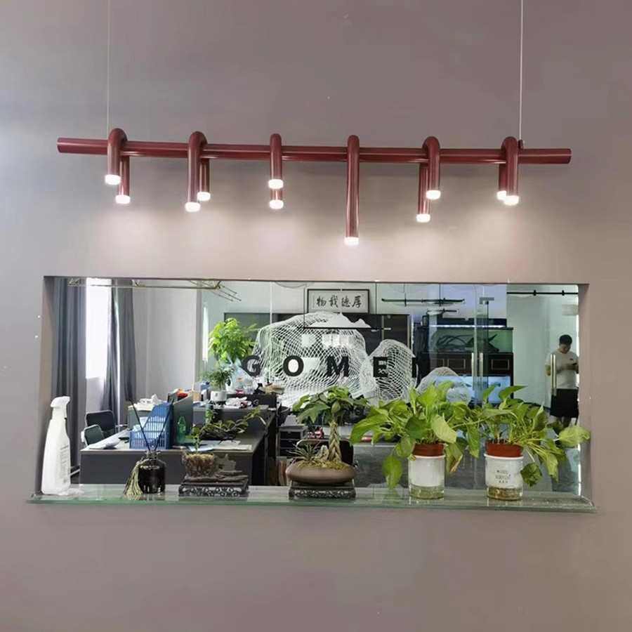 设计师款U型吊灯现代北欧ins客厅长条餐厅吧台卧室样板房铁艺灯具