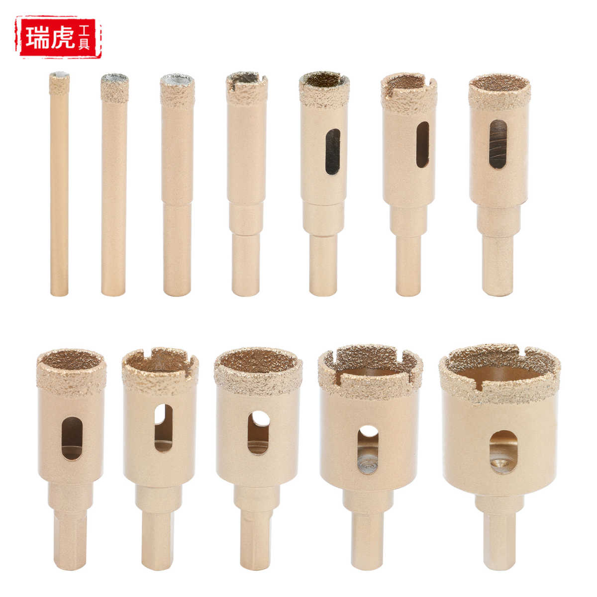 新款钎焊大理石开孔器玻璃瓷砖钻头12pc玻化砖金刚砂花岗岩大理石