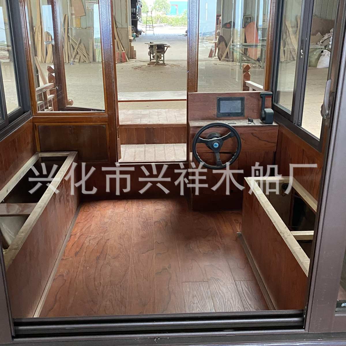 厂家直销实木小型玻璃钢画舫船水上电动船公园景区观光旅游木船