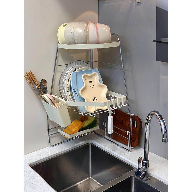 沥水架厨房碗碟架水槽边置物架碗架水池转角三角架省空间收纳架子