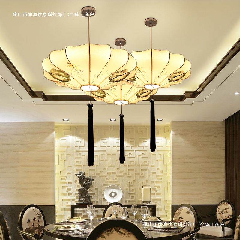 中国风现代新中式吊灯布艺客厅茶室火锅店餐厅茶楼饭店仿古灯笼灯