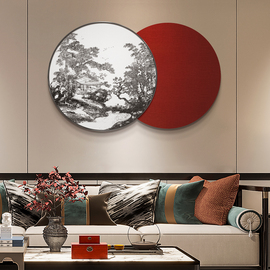 新中式客厅沙发背景装饰画样板间，玄关立体浮雕画，茶室走廊卧室挂画