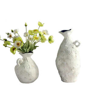 Zara 设计师款侘寂风复古做旧效果法式陶瓷花瓶软装饰品摆件