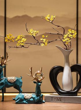 小奢鹿视摆件新中式陶瓷酒花瓶假花装饰客厅V0YvxiAN电柜柜餐桌轻