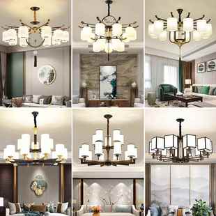 新中式 吊灯客312厅灯现代约大迎客松厅禅意灯餐饰卧气室家用房间