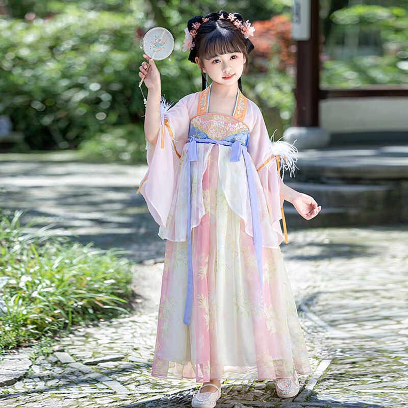 仙子遇新款女童汉服短袖襦裙超仙2026原创刺绣国风洋装唐装夏款图片