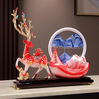 财创招风生水起沙漏流沙画意摆件轻奢鹿高档客厅酒68354780柜电视
