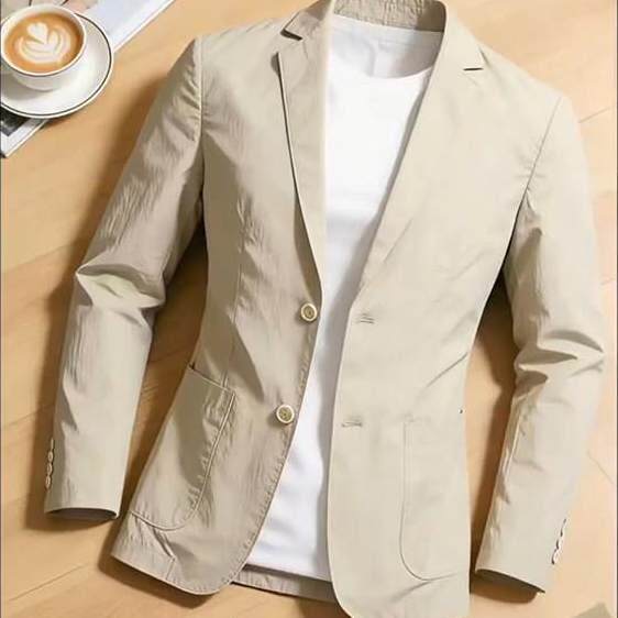 潮牌轻商务收腰西装男款夏季薄款透气通勤单西服高级感防晒外套图片
