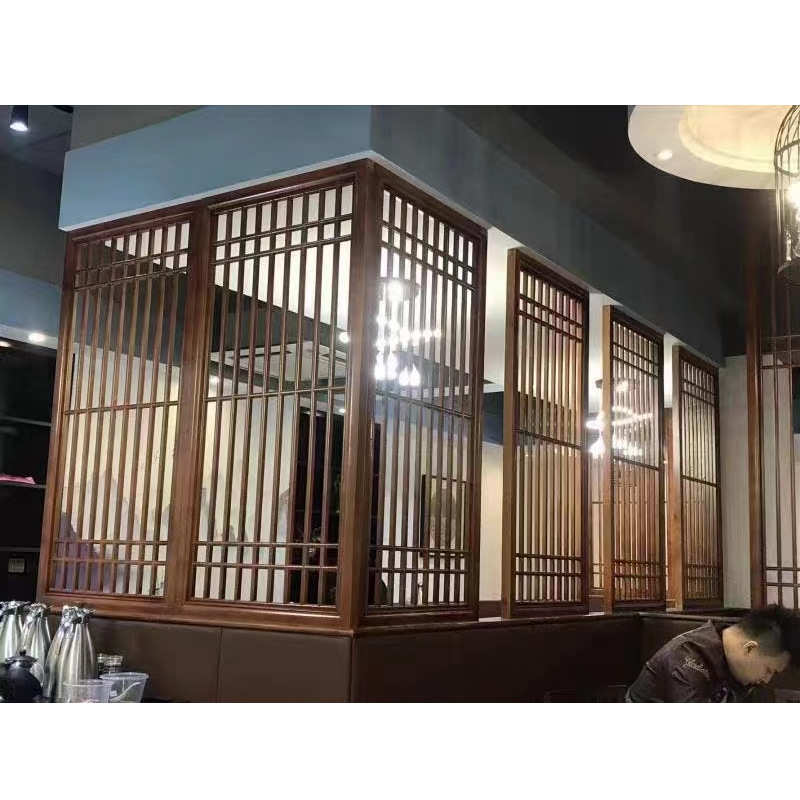 隔断实木花格屏风日式包间镂空木质定制仿古卡座中式新墙装饰隔断