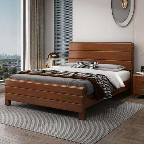 中式实木床1.2米1.5米单人床1米现代简约经济型出租屋小户型储物