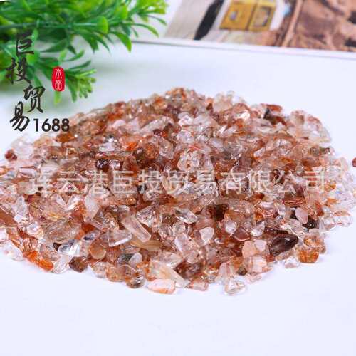 天然黑金超七水晶碎石摆件Clean quartz装饰背景盆景鱼缸美甲发晶