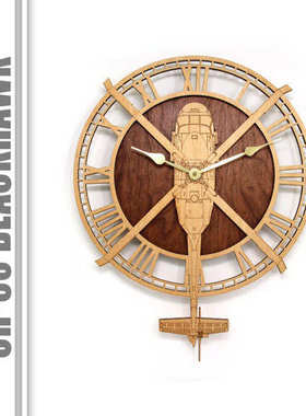 uh挂钟木头表直升机飞机经典墙60礼品时钟装饰 面壁创意挂钟黑鹰-