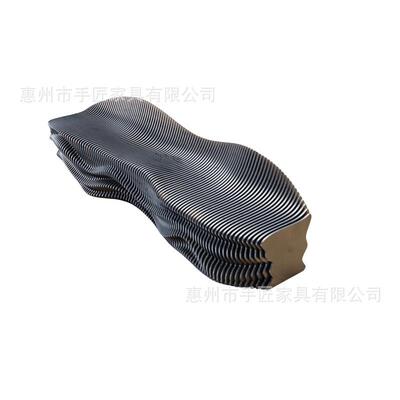 实木切片个性沙发座椅酒店大堂民宿别墅售楼处景观休息等候长椅