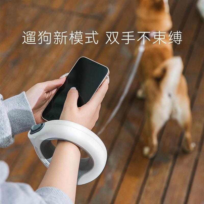 跨境亚马逊圆环带灯自动伸缩牵引绳发光遛狗绳狗链3m宠物用品