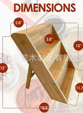 竹简约厨房台面制调木料多层置物层架实家A564用三木质香料收纳架