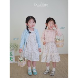 Domikids 女童2024春款镂空花边领针织开衫宝宝上衣儿童毛衣外套