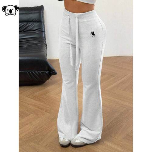 E 77762 High-Waisted Drawstring Flared Trousers喇叭阔腿裤