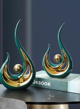 过年装饰摆件客厅氛围感好物摆件现代样板房轻奢凤凰于飞陶瓷客厅