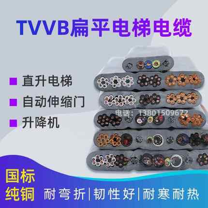 电梯随行扁电缆电线TVVB YFFB3 8 12 24 40芯0.75 2.5平方铜芯线