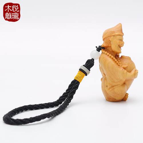 厂家直销乐清黄杨木抱酒济公雕刻挂件工艺品实木装饰家居摆设现货