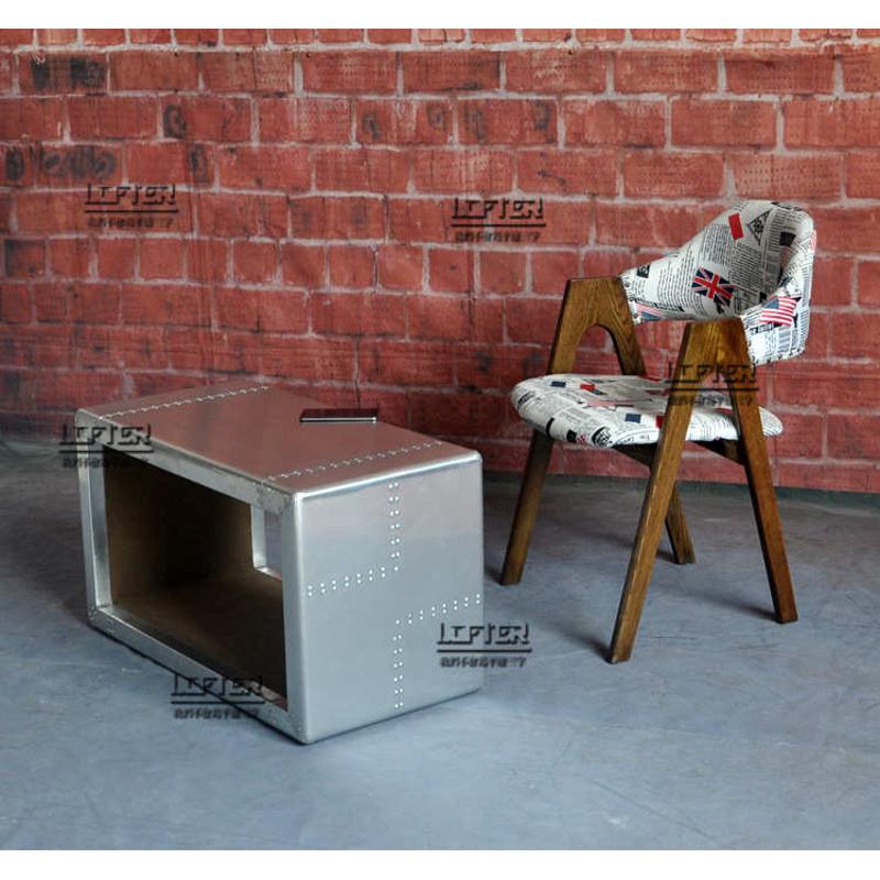 LOFT工业风铝皮铆钉简约小茶几酒吧会所咖啡店方形茶台定制家具