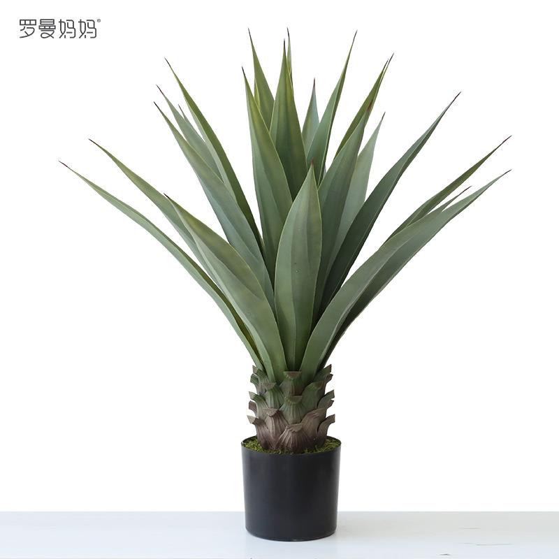北欧ins仿真绿色植物龙舌兰盆栽多肉植物造景凤尾兰客厅橱窗落地