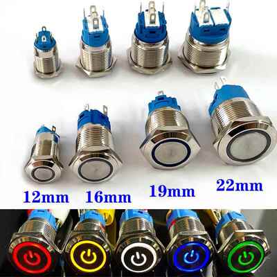 12/16/19/22mm Waterproof Metal Push Button Switch LED Light