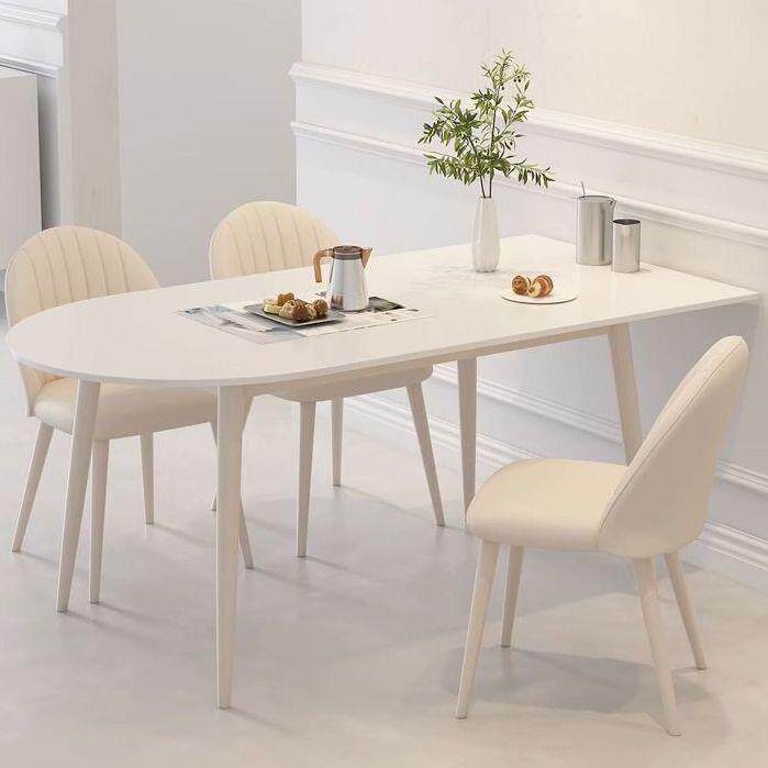 板餐桌小户型OIU家用岩奶餐桌椅组合现油代轻奢餐桌简约风椭圆形