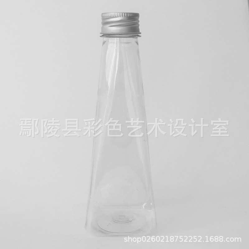 300ml塔形瓶网红果汁瓶奶茶瓶饮品包装空瓶透明一次性pet塑料瓶子