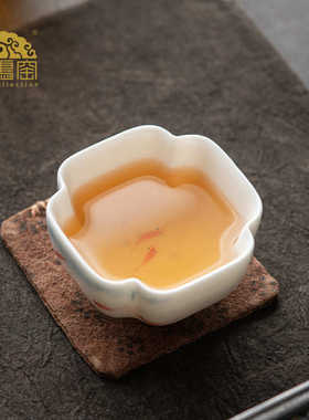 单景德中式单手绘陶瓷脂鱼茶杯主人白杯趣汝窑片只开拟古养茶杯可