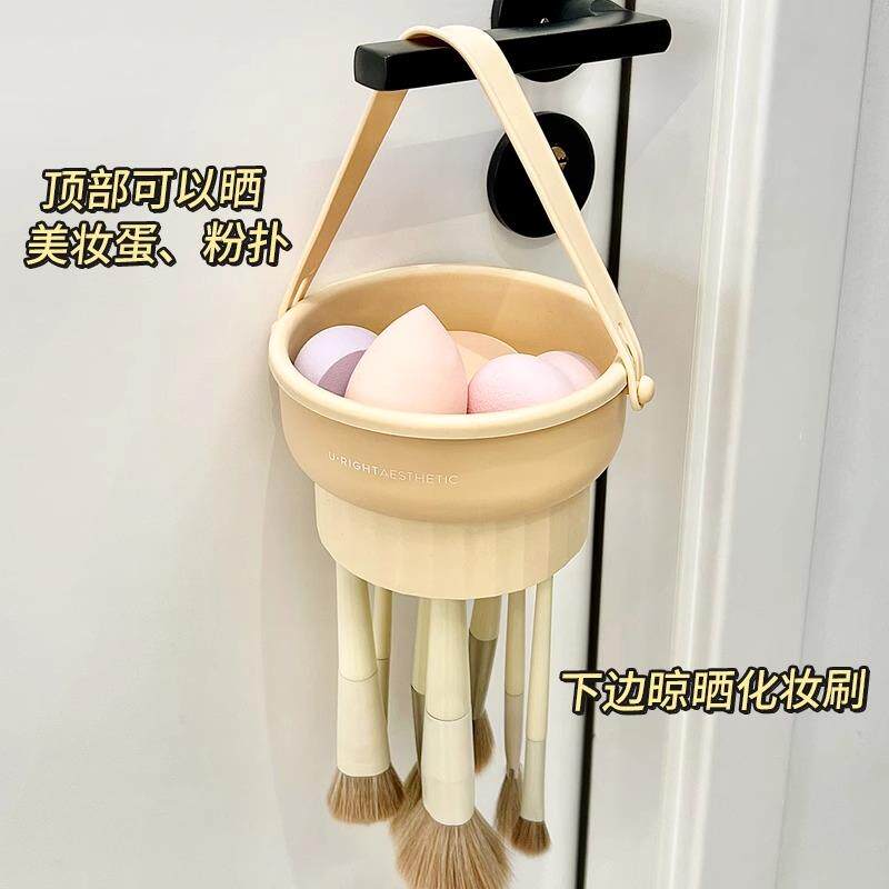 晾晒化妆刷收纳盒洗刷子神器多功能矽胶一体工具粉扑美妆蛋清洁碗