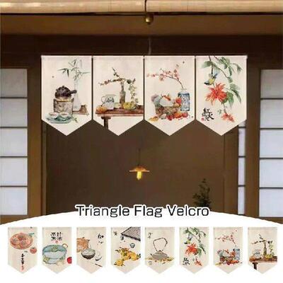 Pastoral Style Triangle Flag Sushi Restaurant Shop Door
