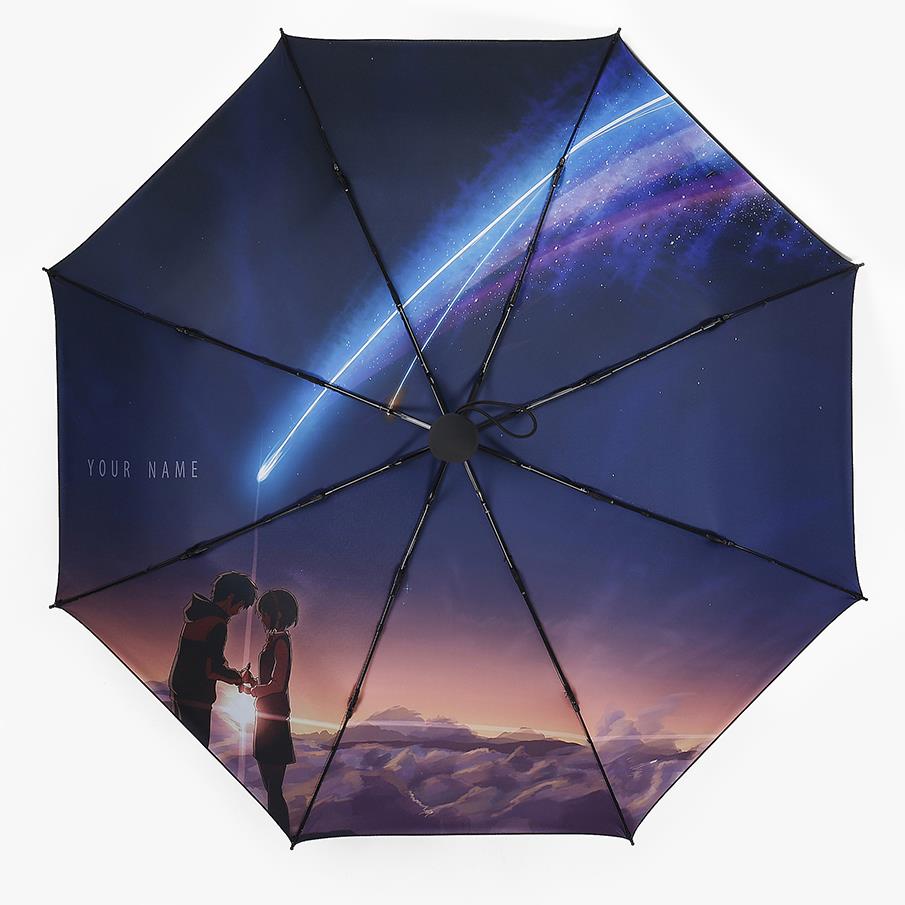 新款男你的名字伞雨同款折女全自动叠遮阳伞晴雨伞防晒黑胶遮阳伞图片