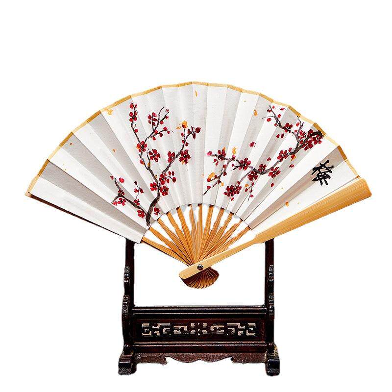 4-6寸小扇子迷你折扇带流苏玉竹男女随身折叠扇空白宣纸绘画扇di