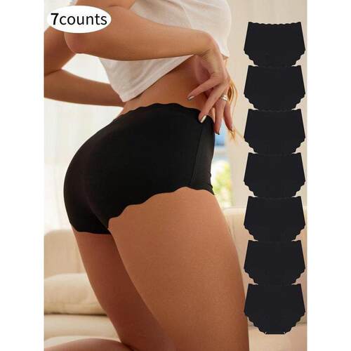 Women Scallop Trim Waist Panty Comfy Breathable Seamless
