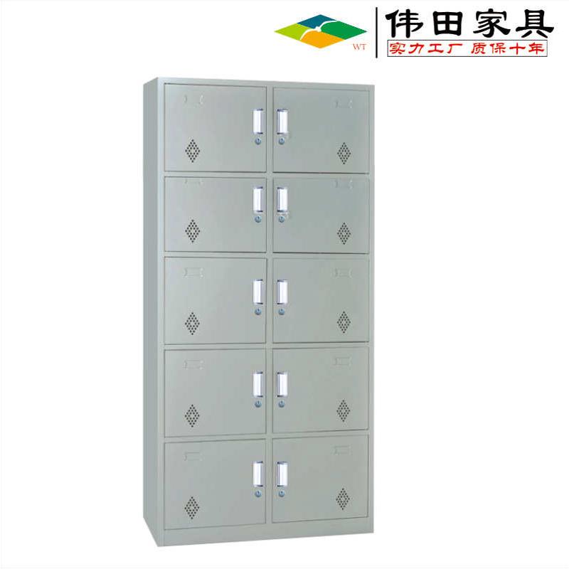 钢制储物柜带锁更衣柜铁皮多门存放柜员工宿舍公寓10门鞋碗柜厂家