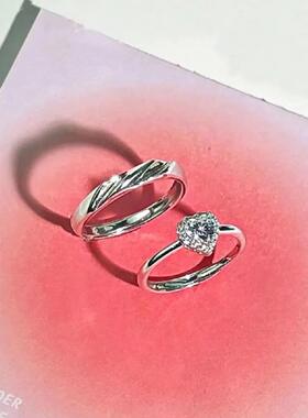 爱你情侣戒指男女一对情侣款轻奢小众简约时尚星点对戒开口可调节