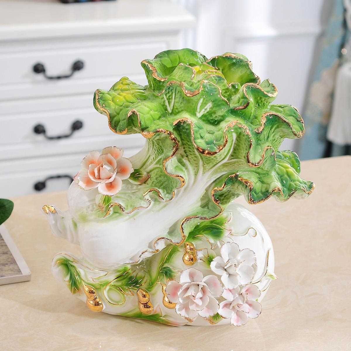 新款直销工厂白菜摆件陶瓷家居装饰品客厅工艺品开业礼品创意乔迁