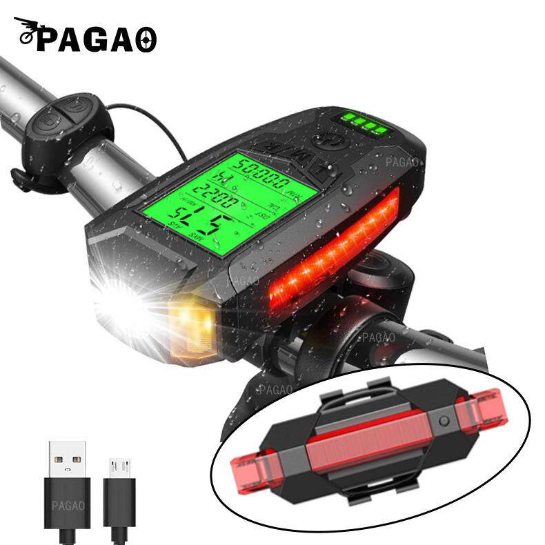 智能码表灯 USB充电行单死飞山地自行车前灯+后尾灯 骑行装备配件