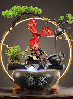 中式悬壶流水摆件创意齐天大圣孙悟空装饰家居客厅办公室招财礼物