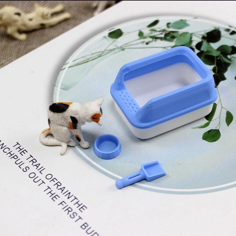 【包邮】1:12娃娃屋迷你猫砂盆微缩铲子宠物用品摆设道具微缩模型