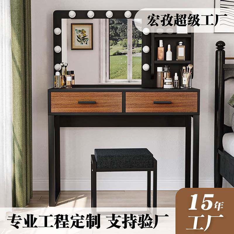 新款梳妆台影楼彩妆婚纱店化妆师培训学校专用化妆桌带镜LED灯