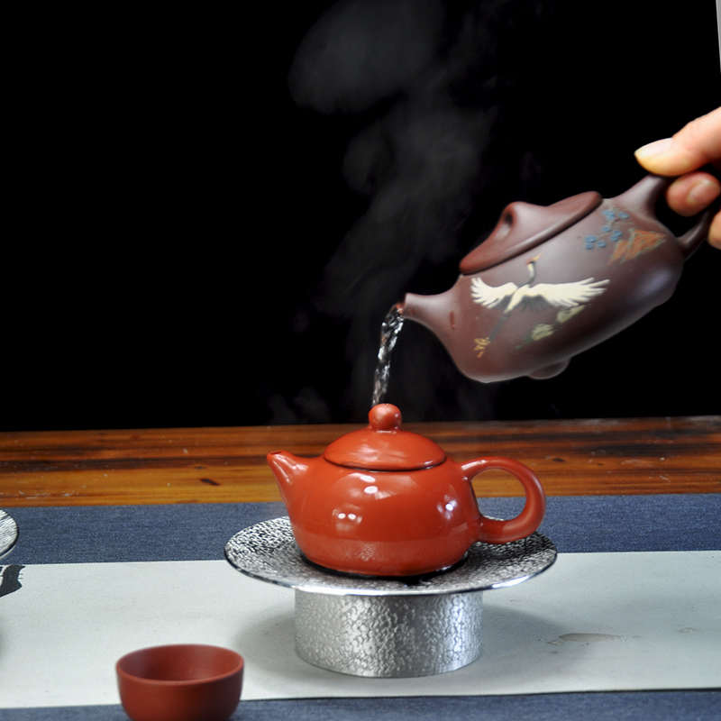 非遗工匠纯手工纯锡壶承纯锡干泡台壶托杯托功夫茶具一体式茶台